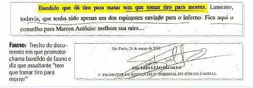 Promotor aconselha policial a melhorar mira para matar ladrão