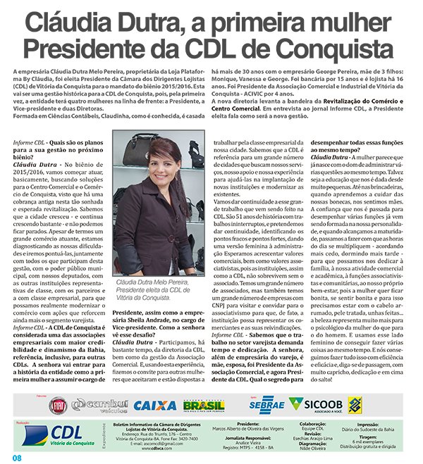 Informe CDL entrevista Claudia Dutra Presidente