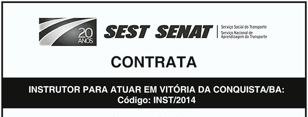 SEST SENAT contrata instrutores