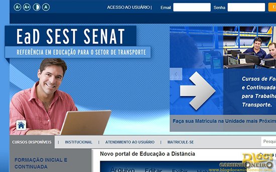 Site do Ensino a Distância do Sest Senat está no ar