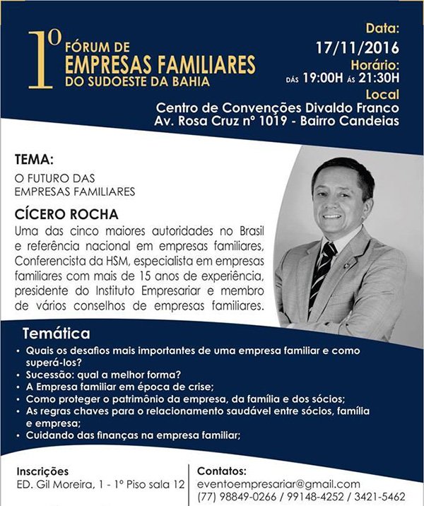 Fórum de Empresas Familiares nesta quinta-feira