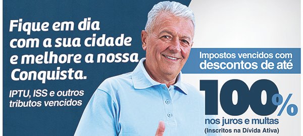 Fique em dia com sua cidade e melhore a nossa Conquista