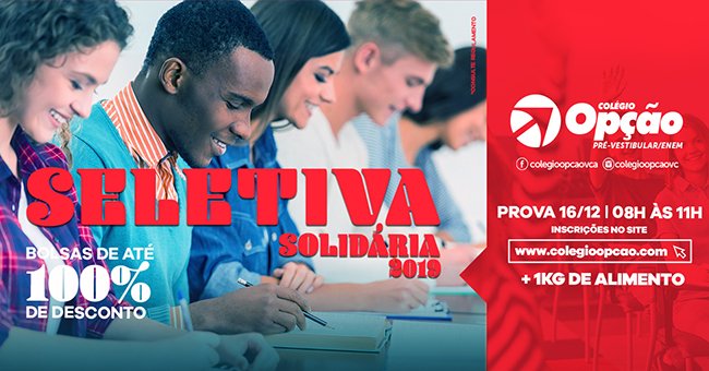 Inscrições abertas: Seletiva de bolsas de estudo do pré vestibular/ENEM do Opção