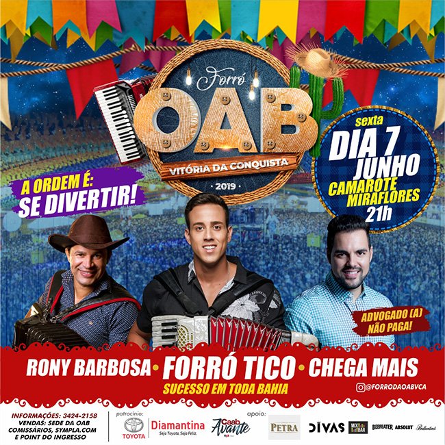 Nesta sexta-feira, 07 tem o tradicional Forró da OAB