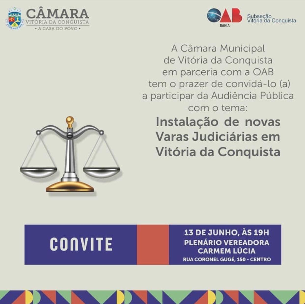 Audiência Pública na Câmara discute instalação de novas varas judiciárias