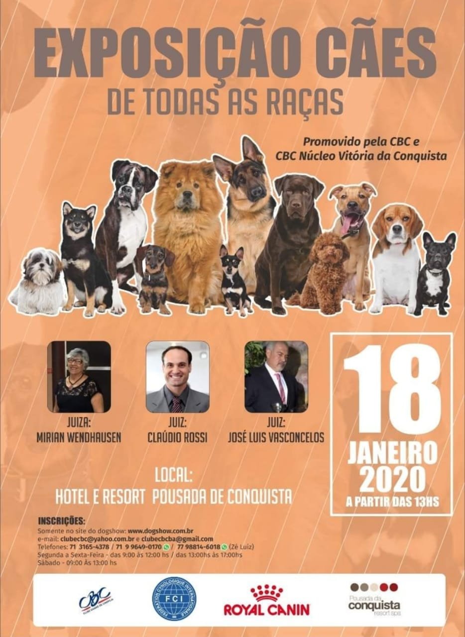 Vitória da Conquista recebe exposição de cães de todas as raças: 18 de janeiro de 2020