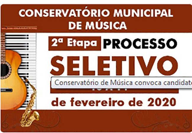 Conservatório de Música convoca candidatos para teste seletivo e entrevista
