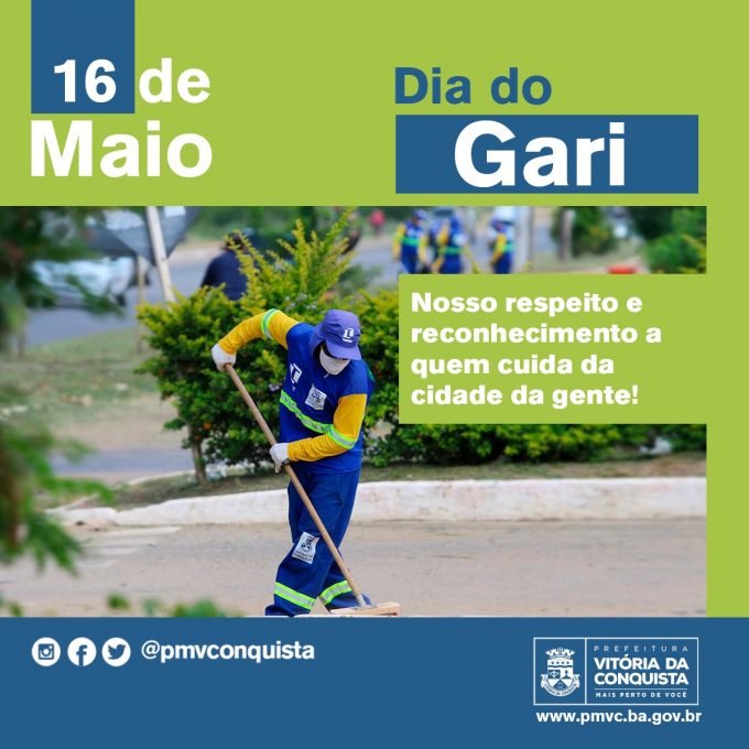 Sábado, 16 de maio celebra-se o Dia do Gari fundamental à saúde da população