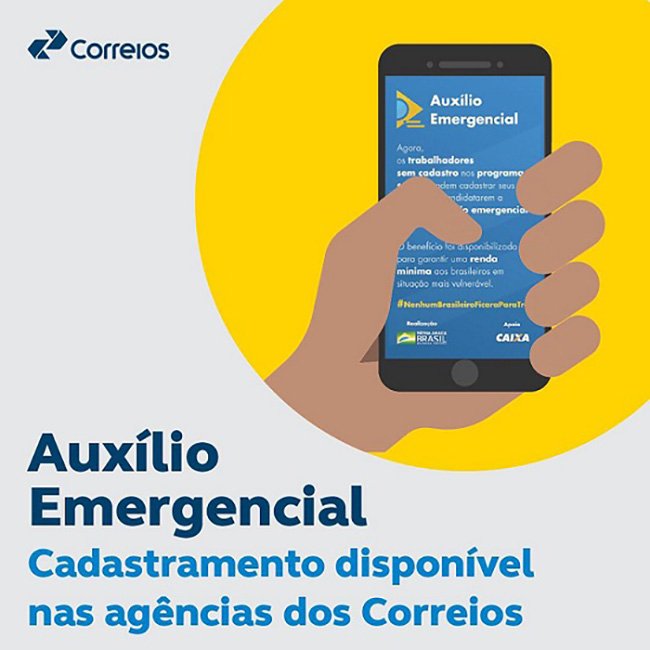 Cadastro para o Auxílio Emergencial pode ser feito nas agências dos Correios