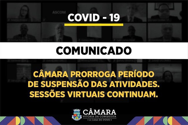 Câmara Municipal mantém atividades legislativas suspensas até 08 de julho