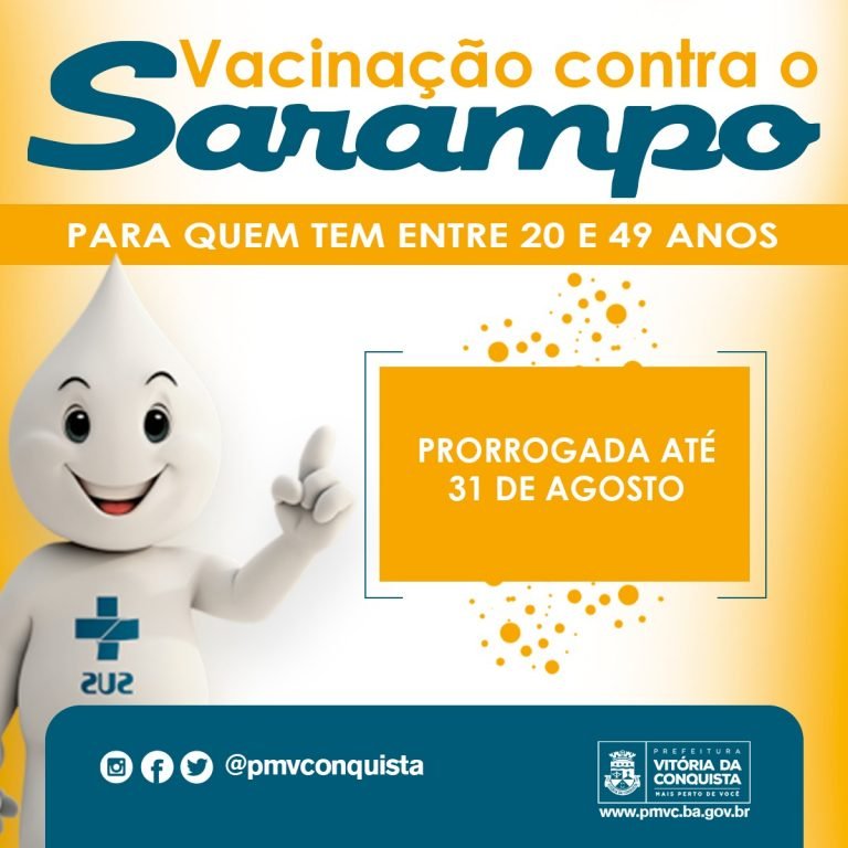 Prorrogada a campanha de vacinação contra o sarampo em Vitória da Conquista
