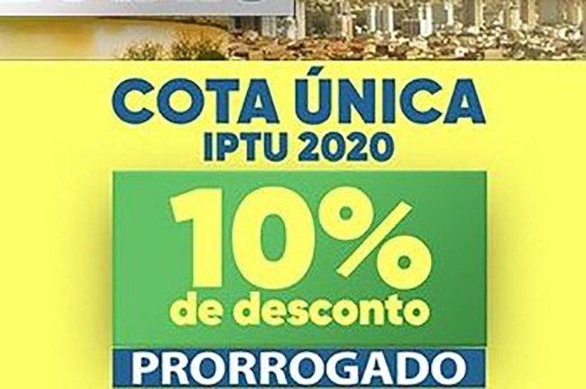 IPTU: Prorrogado prazo para para pagamento de cota única com 10% de desconto