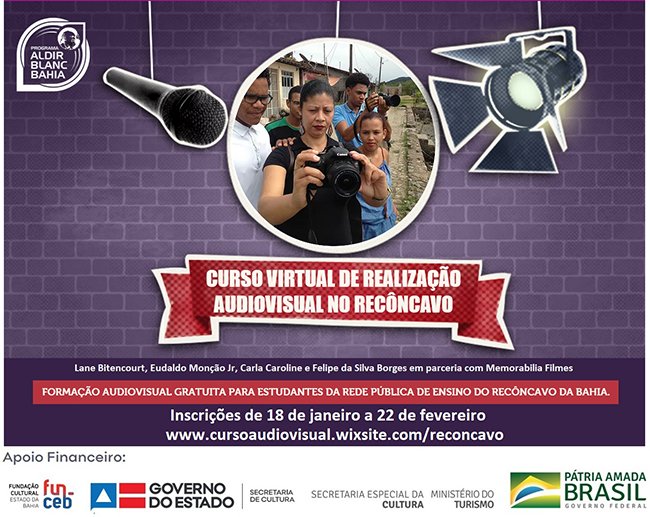 Curso Virtual de Realização Audiovisual: inscrições para estudantes do Recôncavo