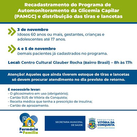 SMS realiza mutirão para recadastro do Programa de monitoramento da Glicemia
