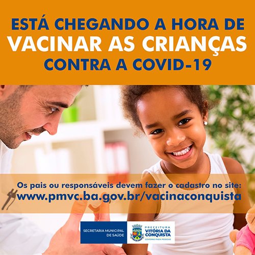 Conquista inicia vacinação de crianças de 05 a 11 anos com comorbidades ou deficiência permanente