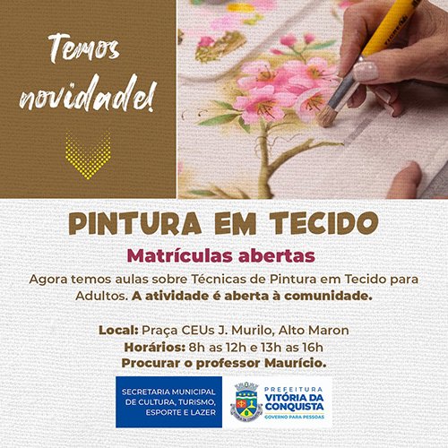 Cursos de Pintura em Tecido e de Dança estão com inscrições abertas na Praça CEUs