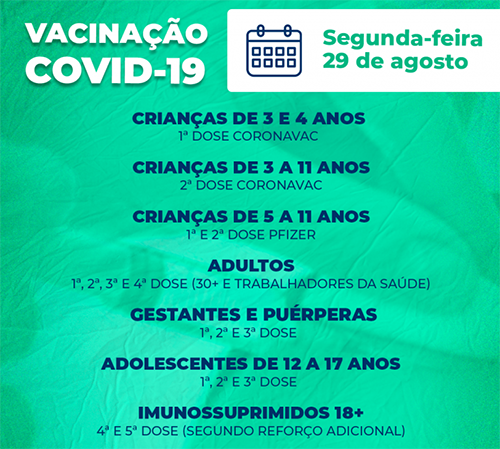 Vacinação contra Covid-19 continua nas unidades de saúde nesta segunda
