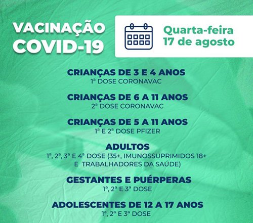 Vacinação contra Covid-19 continua nesta quarta-feira nas unidades de saúde