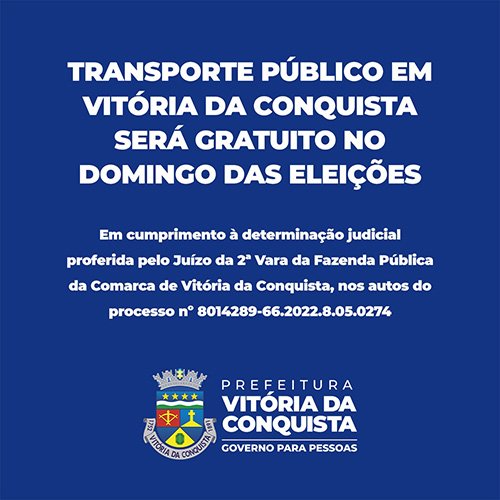 Transporte Público em Vitória da Conquista será gratuito no domingo das eleições