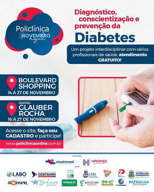 Ação social: diagnóstico, conscientização e prevenção da diabetes gratuitos