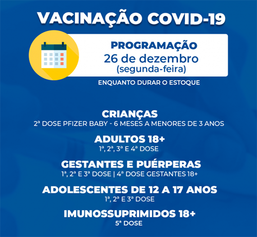 Vacinação contra a Covid prossegue nesta segunda-feira, 26