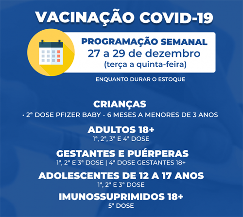 Vacinação contra a Covid-19 segue até quinta-feira nas unidades de saúde