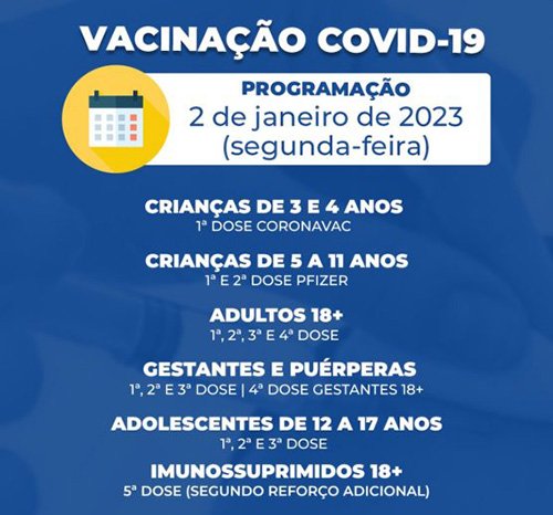 Vacinação contra a Covid-19 continua nesta segunda-feira, 02, nas unidades de saúde