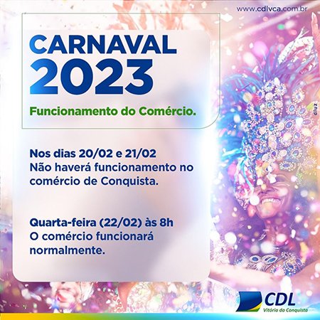 Funcionamento do comércio de Vitória da Conquista durante o período de Carnaval