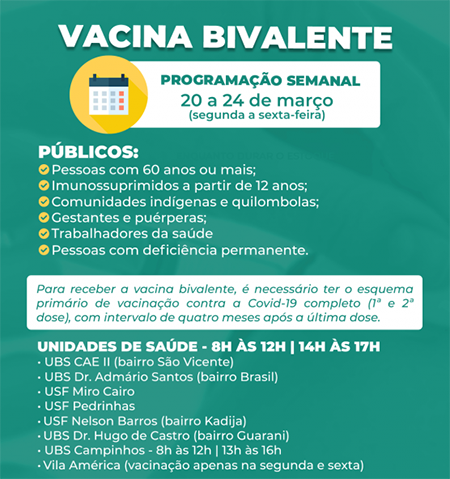 Vacinação bivalente prossegue nesta semana para todos os grupos prioritários