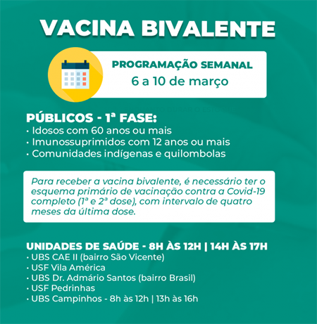 Vacinação bivalente contra Covid-19 é ampliada para pessoas com 60 anos ou mais a partir desta segunda-feira