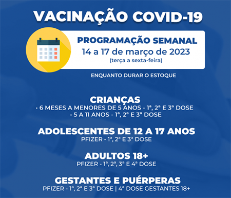 Confira a programação semanal da vacinação monovalente contra Covid-19 nas unidades de saúde