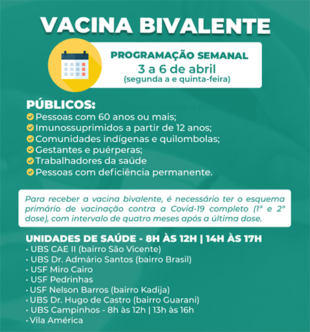 Vacinação bivalente está disponível esta semana para os grupos prioritários