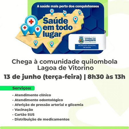 Projeto Saúde em Todo Lugar será na comunidade quilombola Lagoa de Vitorino