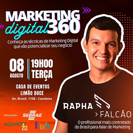 Marketing Digital 360 com Rapha Falcão: ao vivo no Limão Doce da Av. Brasil dia 08 de agosto