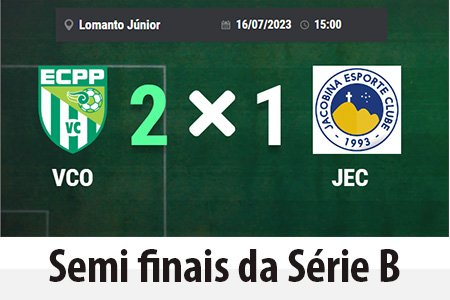 Grapiúna 0 X 0 Jequié. ECPP VDC 2 X 1 Jacobina pelas seminais da Série B do Baianão 2023