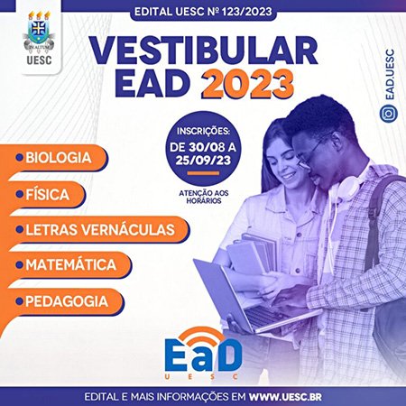 Vestibular para a graduação EaD da Uesc inicia inscrições em 30 de agosto