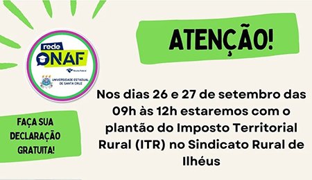 Uesc fará atendimento gratuito a agricultores para declaração do ITR 2023