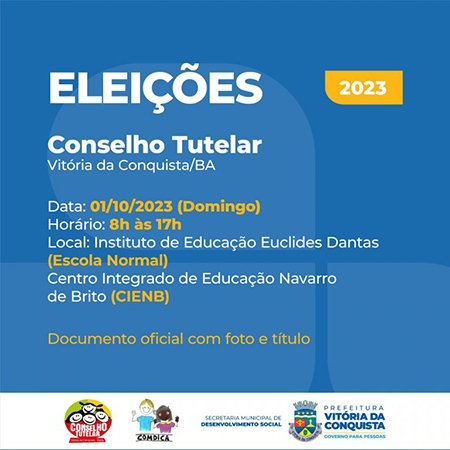 COMDICA convida conquistenses a votarem nas eleições do Conselho Tutelar em 01 de outubro