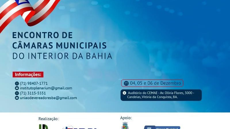 Vitória da Conquista será anfitriã do Encontro de Câmaras Municipais do Interior da Bahia