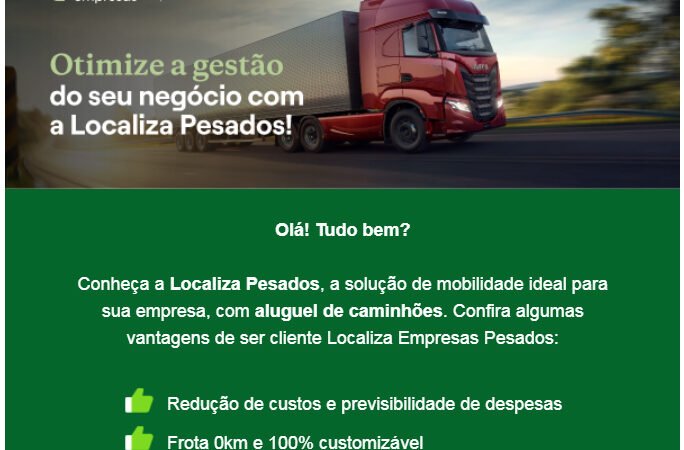 Localiza Pesados é a solução de mobilidade ideal para empresas com aluguel de caminhões