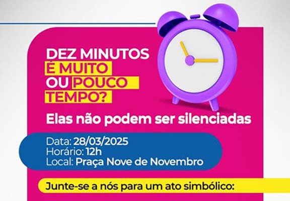Ato em solidariedade a mulheres vítimas de violência acontece nesta sexta-feira, 28