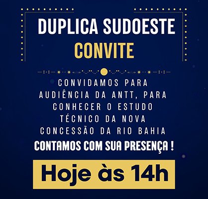 Movimento Duplica Sudoeste convida para Audiência Pública da ANTT hoje
