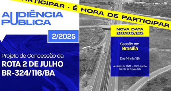 ANTT remarca data da Audiência Pública sobre nova concessão da BR-116/324/BA