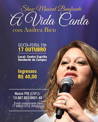 “A Vida Canta”: Andrea Bien realiza show beneficente