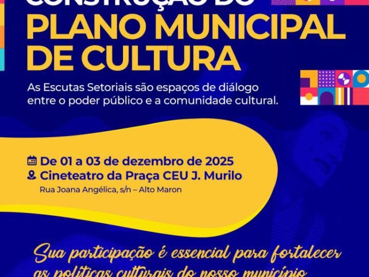 Plano Municipal de Cultura começa escutas setoriais nesta segunda-feira, 1º