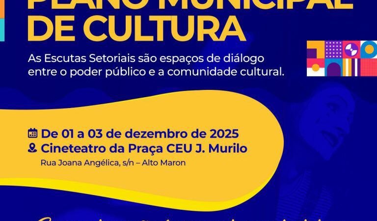 Plano Municipal de Cultura começa escutas setoriais nesta segunda-feira, 1º