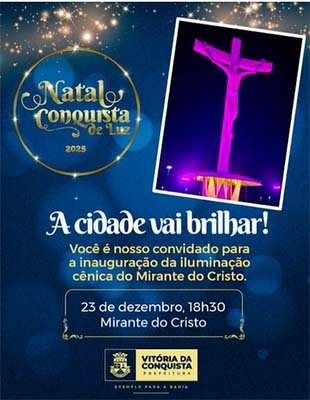 Prefeitura inaugura iluminação cênica no Cristo de Mário Cravo nesta terça-feira, 23