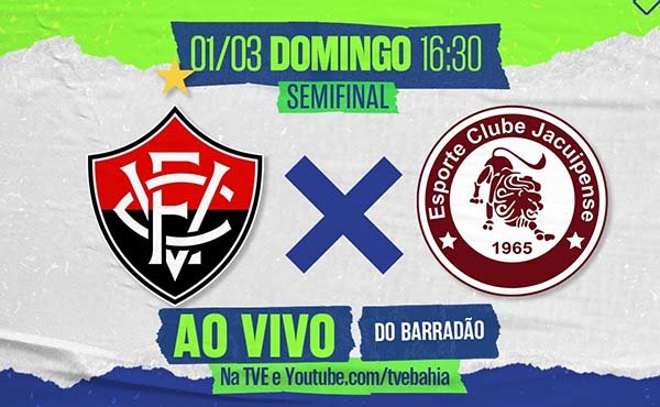Vitória e Jacuipense decidem vaga para a final do Baianão neste domingo na TVE