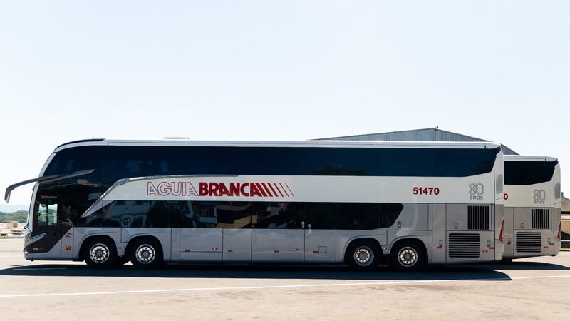 Viação Águia Branca, em parceria com a Marcopolo, lança ônibus comemorativos que resgatam pinturas históricas