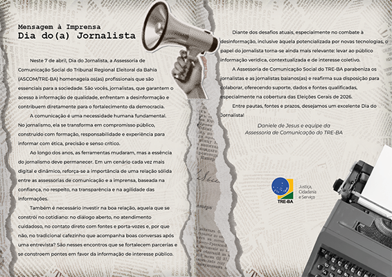 Mensagem à Imprensa | Dia do (a) Jornalista